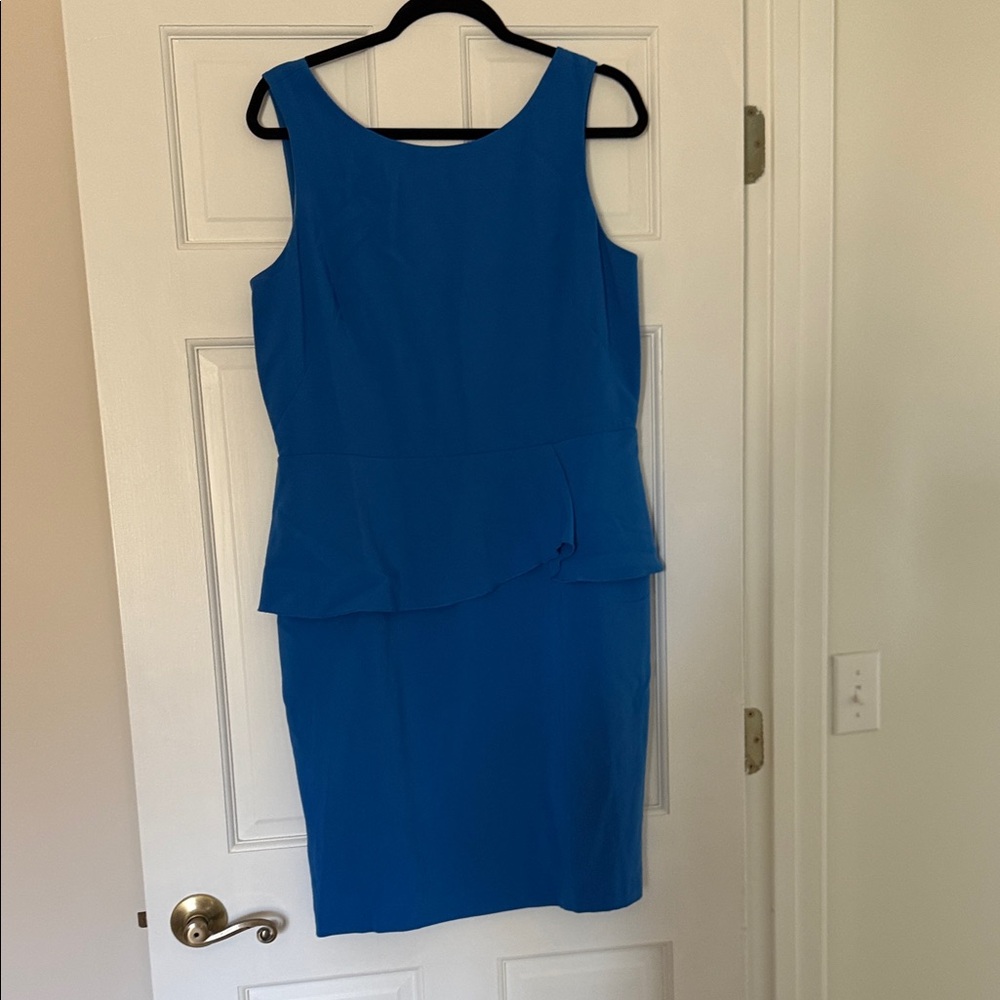 NWT Ann Taylor Classic Sleeveless Peplum Sheath Dress in Blue